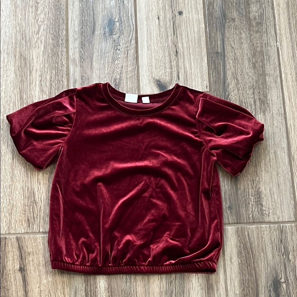 GAP Kids Velvet Maroon Bubble Sleve Top